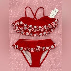 6, Janie and Jack Red Eyelet Bikini Set NWT